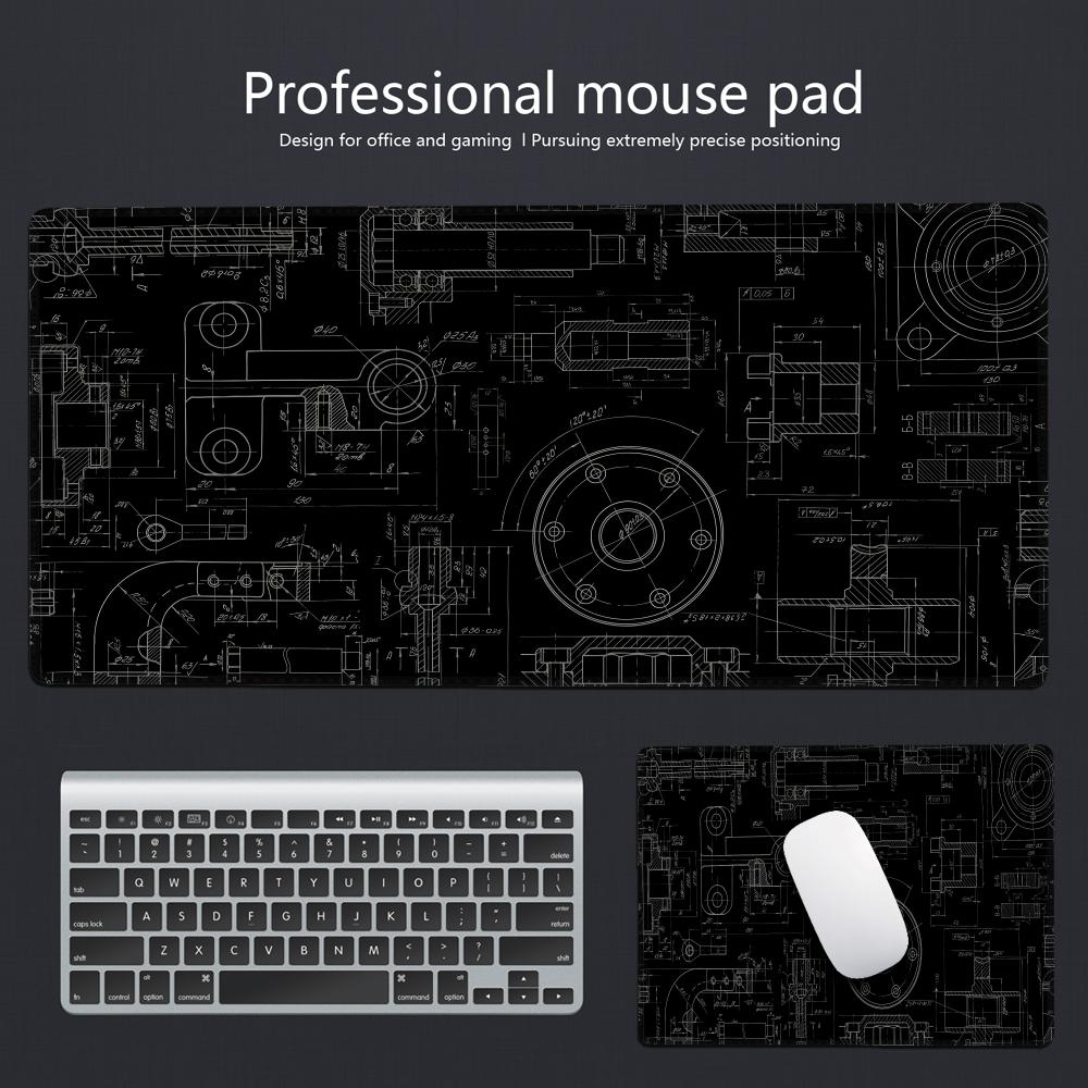 Gaming Accessories Drawing - Muismat Gamingaccessoire Mechanische tekening Grote HD-muismat