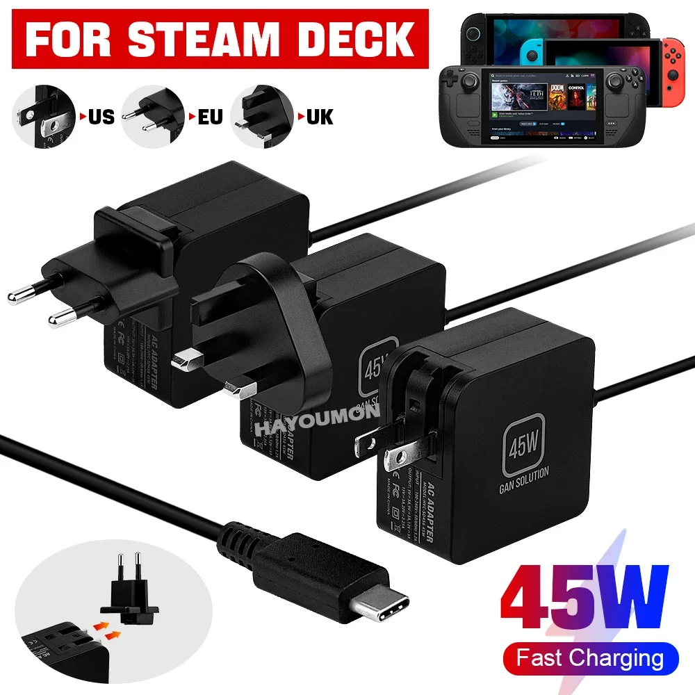 Gaming Accessories Uk - 45W AC-adapter snellader met EU/US/UK-stekker USB