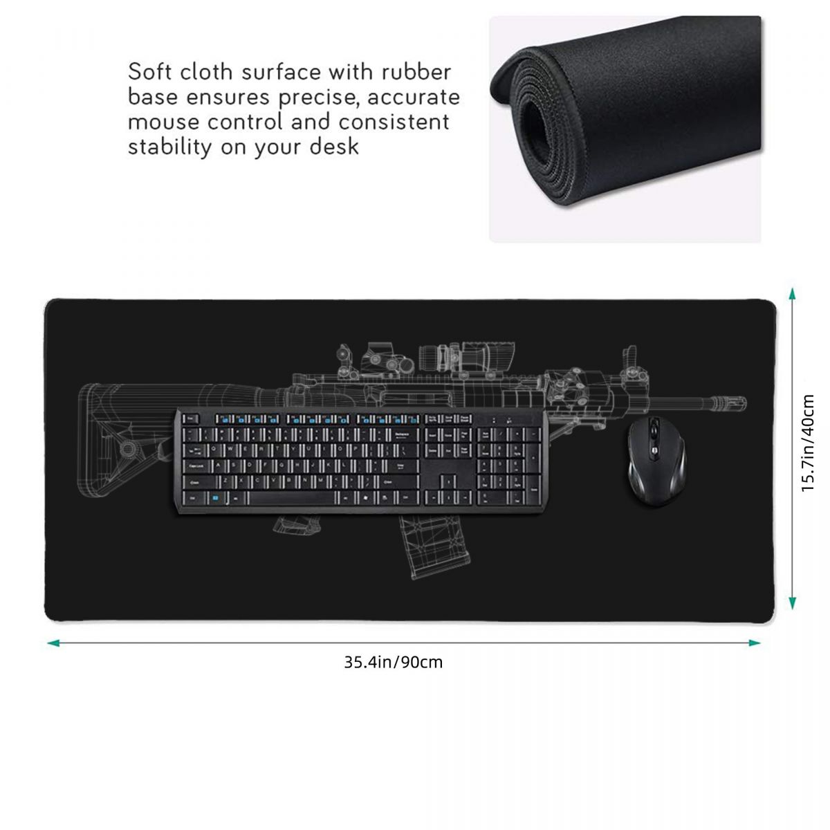 Grote muismat Gun Mechanische  - Gaming Accessories Drawing recensie en prijs